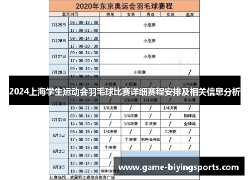 2024上海学生运动会羽毛球比赛详细赛程安排及相关信息分析