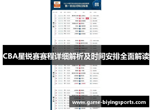CBA星锐赛赛程详细解析及时间安排全面解读